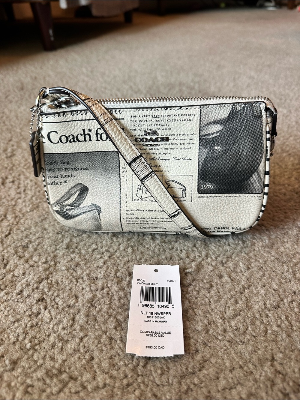 NWT Coach Nolita 19 in Newspaper Print